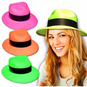 Neon Color UV Hat Gangsta Capone with Black ribbon 2
