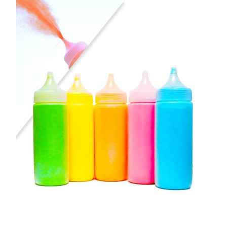 5 Bouteilles Poudre Holi à projeter - Squeeze bottle