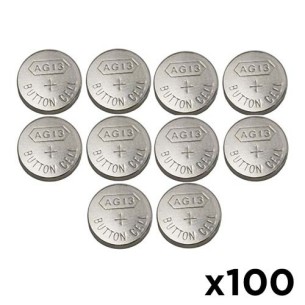 Piles boutons AG13 1.5V en lot de 100