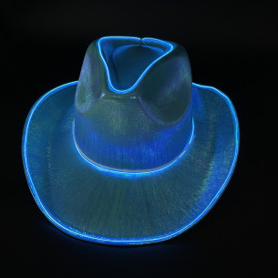 Chapeau Lumineux Bleu Irisé Cow Boy