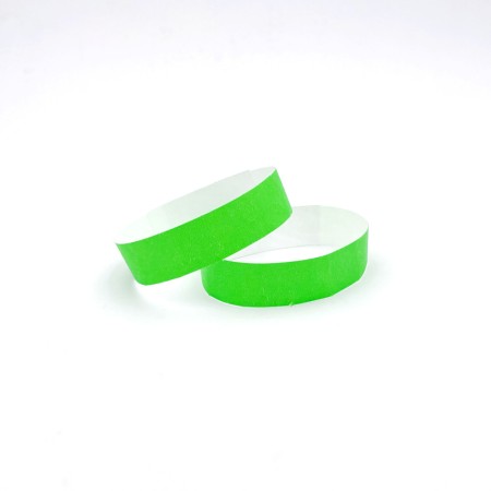 Bracelets contrôle entrée Papier Tyvek ® SLIM 19mm Personnalisés - Evenementiel - vert fluo