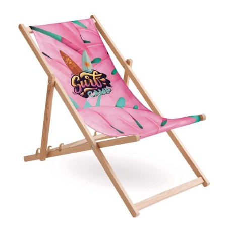 Custom-Printed Wooden Sun Lounger for Beaches and Festivals