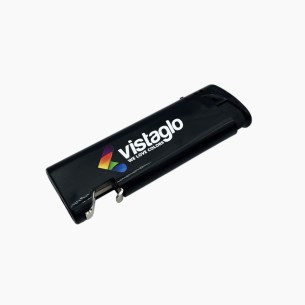 Briquet électronique avec décapsuleur avec personnalisation logo full color, allumage bouton poussoir.