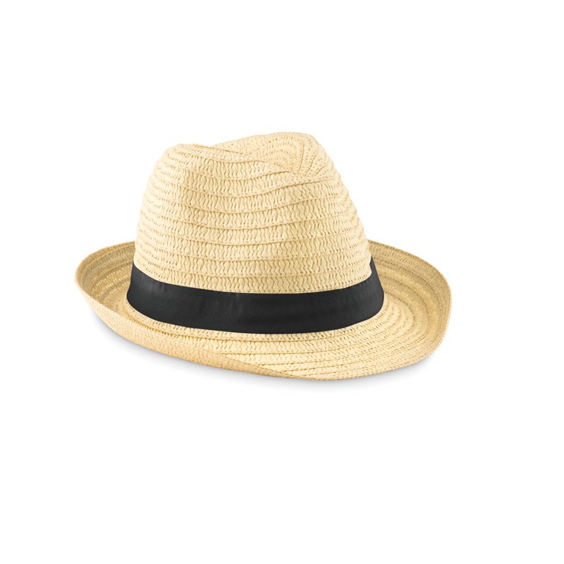 Chapeau de paille personnalisé avec bande couleur — Marquage logo & texte
