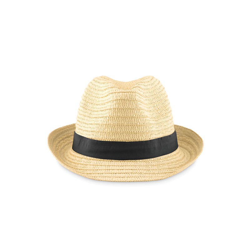 Chapeau de paille personnalisé avec bande couleur — Marquage logo & texte