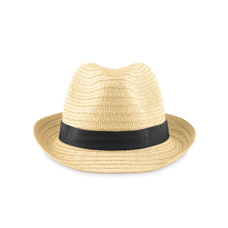 Chapeau de paille personnalisé avec bande couleur — Marquage logo & texte