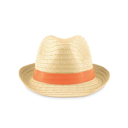 Chapeau de paille personnalisé avec bande couleur — Marquage logo & texte