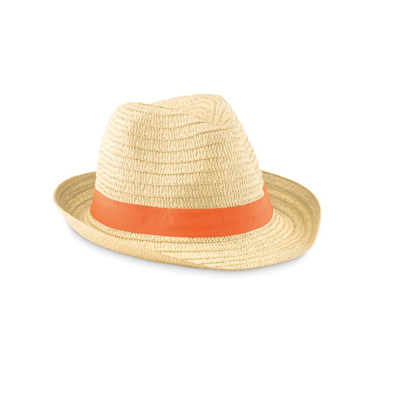 Chapeau de paille personnalisé avec bande couleur — Marquage logo & texte