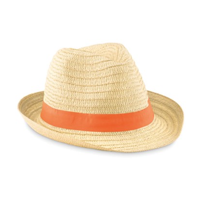 Chapeau de paille personnalisé avec bande couleur — Marquage logo & texte