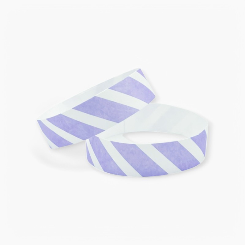 Bracelets contrôle entrée Papier Tyvek ® SLIM 19mm Personnalisés - Evenementiel - lavande rayures