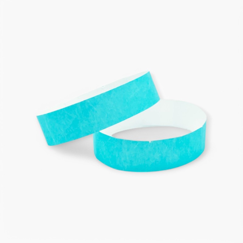 Bracelets contrôle entrée Papier Tyvek ® SLIM 19mm Personnalisés - Evenementiel - Bleu turquoise